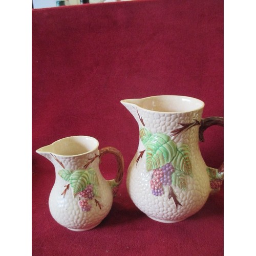 2 - ART DECO BURLEIGH WARE SQUIRREL JUG IN BRIGHT YELLOW AND ORANGE TOGETHER WITH LARGE AND SMALL WADE 