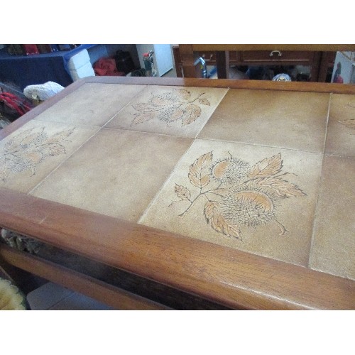 315 - RETRO TEAK TILE TOPPED COFFEE TABLE