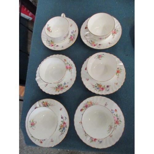 269 - A MINTON BONE CHINA 12 PIECE TEASET, MARLOW PATTERN, DECORATED WITH FLOWER SPRAYS