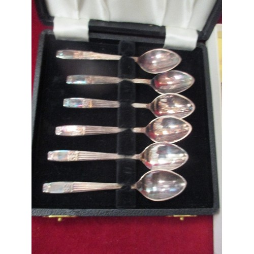 194 - 3 X BOXED SETS OF CUTLERY INCLUDING ELKINGTON PLATE TEASPOONS, TEA KNIVES & STAINLESS STEEL TEASPOON... 