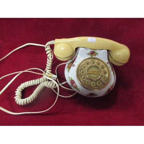 233A - VINTAGE RETRO ROYAL ALBERT BONE CHINA, OLD COUNTRY ROSES TELEPHONE -  PUSH BUTTON DIAL