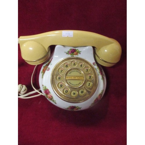 233A - VINTAGE RETRO ROYAL ALBERT BONE CHINA, OLD COUNTRY ROSES TELEPHONE -  PUSH BUTTON DIAL