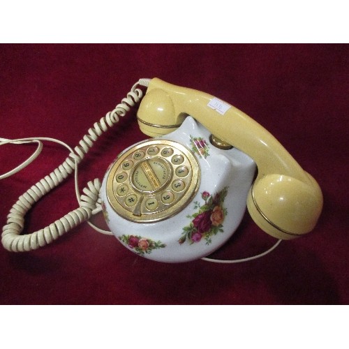 233A - VINTAGE RETRO ROYAL ALBERT BONE CHINA, OLD COUNTRY ROSES TELEPHONE -  PUSH BUTTON DIAL