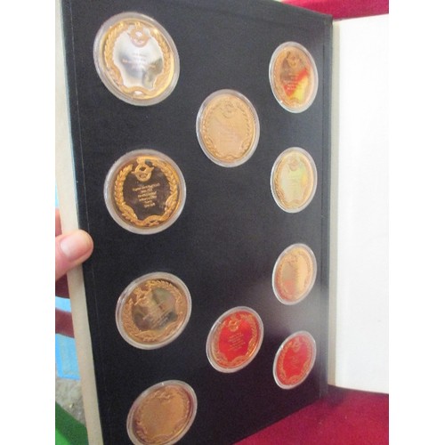 80 - A RARE SET OF 50 GOLD PLATED BRONZE MEDALLIONS EACH DEPICTING A FAMOUS EVENT WITHIN AVIATION HISTORY... 