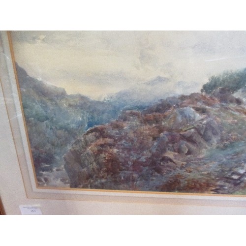 161 - HERBERT JOHN FINN (1860 - 1942), SIGNED VICTORIAN WATERCOLOUR OF A MOUNTAIN ROAD - FRAMED AND GLAZED... 