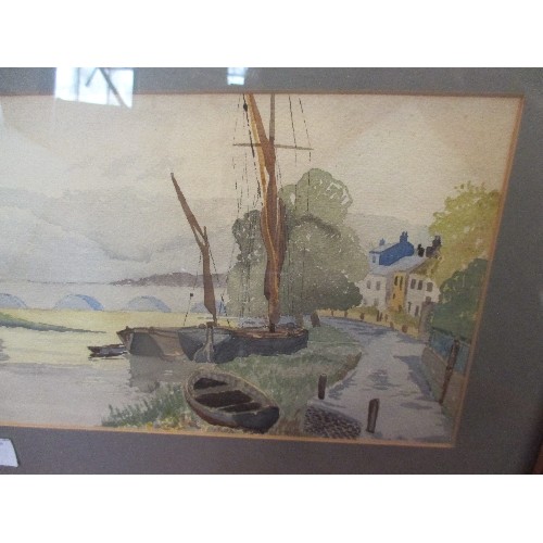 169 - 2 WATERCOLOURS - 20TH CENTURY -COASTAL SCENE AND RIVER WITH SAIL BOATS - UNSIGNED BUT NOT EXAMINED O... 