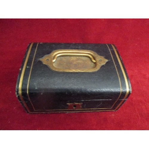 107 - EDWARDIAN TRINKET BOX WITH ORNATE BRASS HANDLE PLATE, TOGETHER WITH SEVERAL ANTIQUE AND VINTAGE DIP ... 