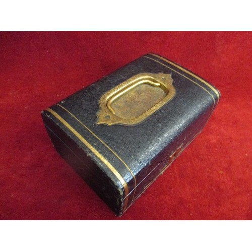 107 - EDWARDIAN TRINKET BOX WITH ORNATE BRASS HANDLE PLATE, TOGETHER WITH SEVERAL ANTIQUE AND VINTAGE DIP ... 