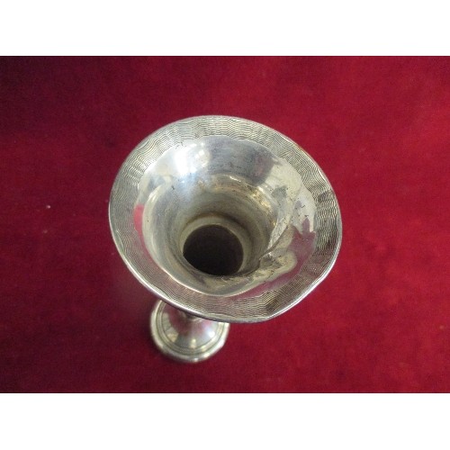 115 - SILVER BUD VASE, BIRMINGHAM 1957, - FILLED BASE, GROSS WEIGHT 79 GRAMS - 15CM