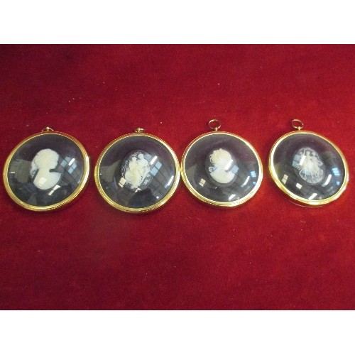 12 - SET OF 4 COLLECTORS FRAMED CAMEO MINIATURES BY PETER BATES IN BRASS FRAMES