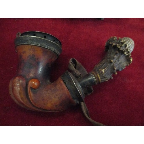 90 - VICTORIAN MEERSCHAUM PIPE WITH AMBER MOUTH PIECE IN ORIGINAL FITTED CASE,  A 19TH CENTURY TYROLEAN P... 