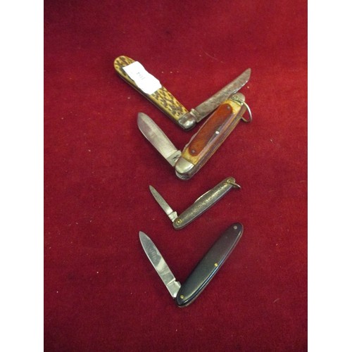 104 - BONE HANDLED SWISS ARMY KNIFE BY NIRESK TOGETHER WITH A LAMBFOOT KNIFE WITH HORN HANDLE AND  2 FURTH... 