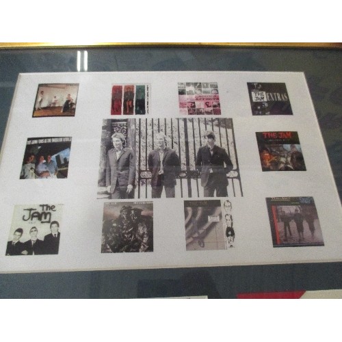 144 - ORIGINAL FRAMED AUTOGRAPHS OF THE JAM, INCLUDING PAUL WELLER - WITH PHOTOGRAPHS AND CERTIFICATE OF A... 