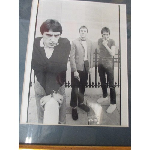 144 - ORIGINAL FRAMED AUTOGRAPHS OF THE JAM, INCLUDING PAUL WELLER - WITH PHOTOGRAPHS AND CERTIFICATE OF A... 