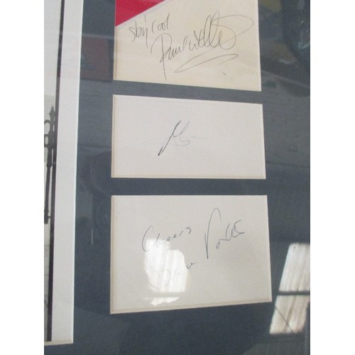 144 - ORIGINAL FRAMED AUTOGRAPHS OF THE JAM, INCLUDING PAUL WELLER - WITH PHOTOGRAPHS AND CERTIFICATE OF A... 