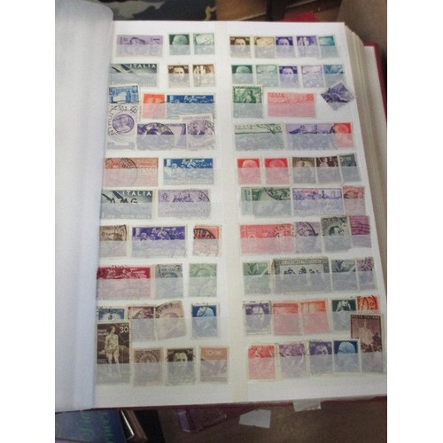 215 - 3 X STOCK BOOKS OF WORLDWIDE STAMPS - INCLUDING ONE OF BERMUDA STAMPS, TOGETHER WITH A LARGE QUANTIT... 