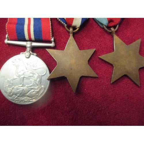 33 - ROYAL NAVY GENERAL SERVICE MEDAL NEAR EAST (SUEZ CANAL) 1951-54 PLUS THREE WWII MEDALS 1939-45, THE ... 