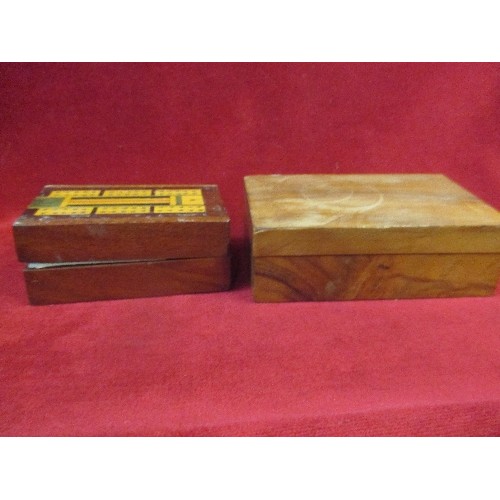 110 - VINTAGE CRIBBAGE BOX WITH CARDS AND A WALNUT TRINKET BOX