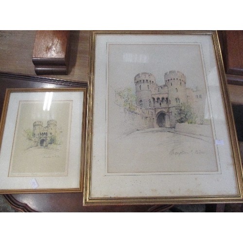 145A - 2 X ENGRAVINGS OF THE NORMAN GATE WINDSOR BY MARGORIE BATES - ONE LARGE, ONE SMALL - GALLERY DETAILS... 