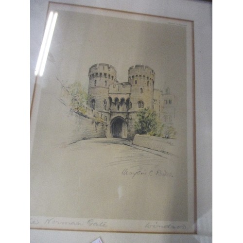 145A - 2 X ENGRAVINGS OF THE NORMAN GATE WINDSOR BY MARGORIE BATES - ONE LARGE, ONE SMALL - GALLERY DETAILS... 