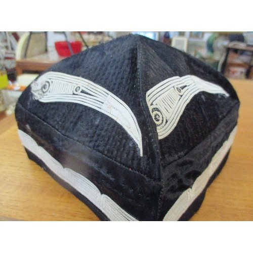 290A - TRADITIONAL HANDMADE CHILDS FOLDING TAQIYA HAT - WITH EMBROIDERED BOTEH DESIGN