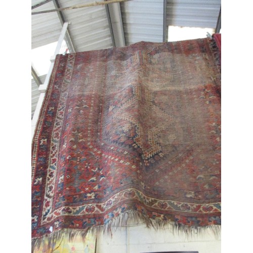 300A - HAND KNOTTED PERSIAN CARPET IN REDS AND BLACK MEDALLION PATTERN - 130CM X 200CM