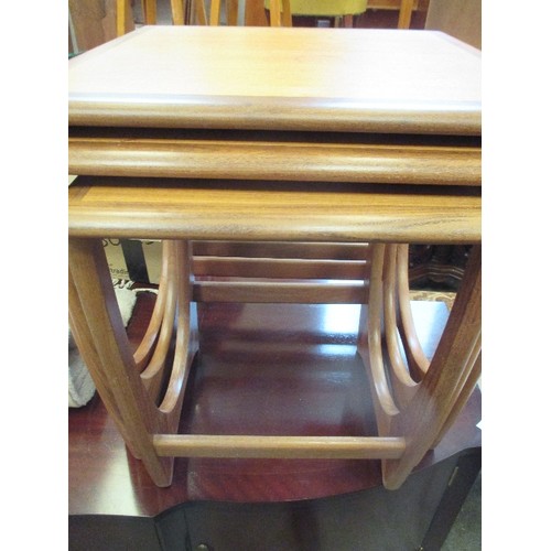 310A - MID CENTURY NEST OF 3 G-PLAN TEAK SADDLE TABLES