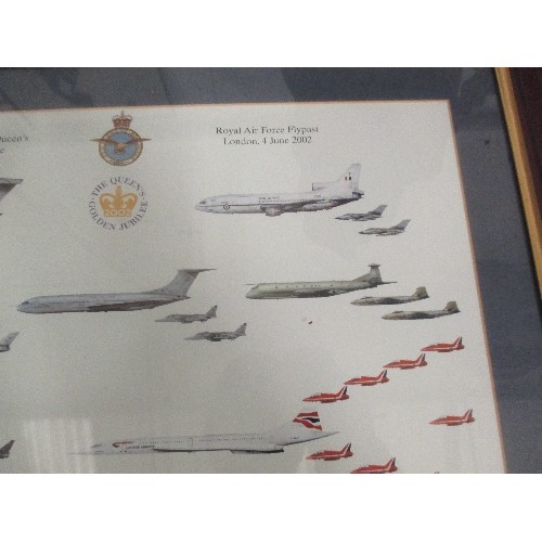 363 - GOLDEN JUBILEE PRINT 2002 DEPICTING THE PLANES OF THE ROYAL AIR FORCE FLYPAST - BY SQUADRON PRINTS, ... 