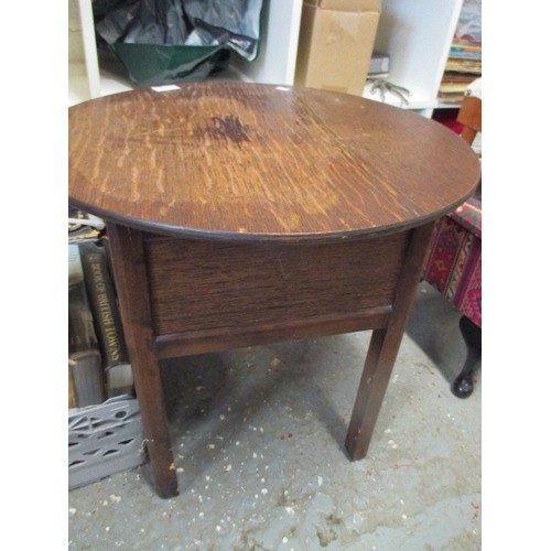 398 - 1930'S OAK VENEERED SEWING BOX TABLE