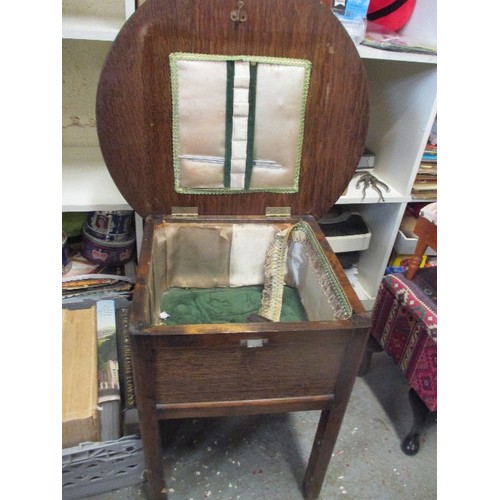 398 - 1930'S OAK VENEERED SEWING BOX TABLE