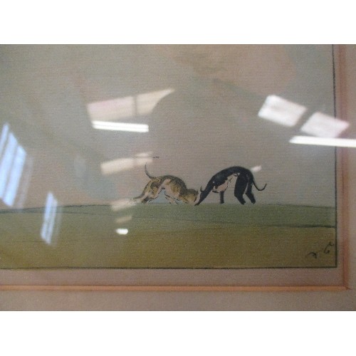 399 - GOOD PAIR OF EARLY 20TH CENTURY HARE COURSING PRINTS IN PERIOD OAK FRAMES , SIGNED IN PENCIL BY THE ... 