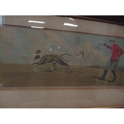 399 - GOOD PAIR OF EARLY 20TH CENTURY HARE COURSING PRINTS IN PERIOD OAK FRAMES , SIGNED IN PENCIL BY THE ... 