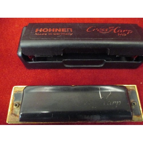 27 - 2 X HOHNER CROSS HARP HARMONICAS IN CASES