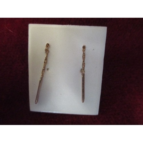 50C - GOLD CHAIN EARRINGS WITH CUBIC ZIRCONIA - (UNTESTED)