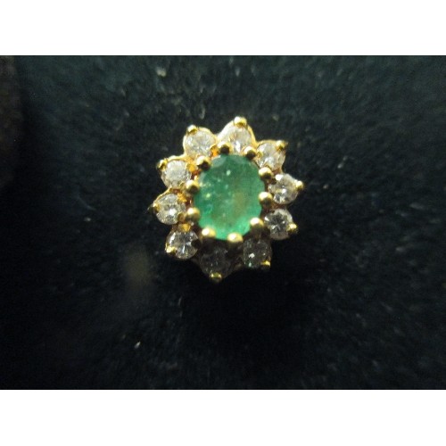 73A - EMERALD & DIAMOND 18CT GOLD EARRINGS 2.54 GR