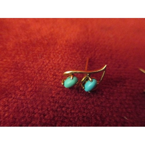 73B - 18CT GOLD  TURQUOISE EAR RINGS