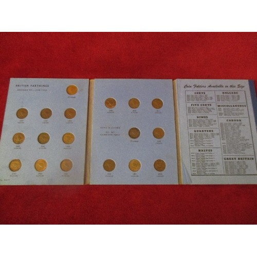 78A - COLLECTION OF BRITISH FARTHINGS 1937 TO 1956 IN COLLECTORS FOLDER - FULL SET WITH EXPLANATORY NOTES