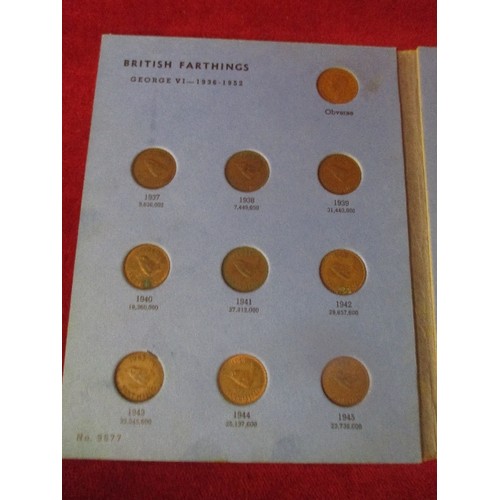 78A - COLLECTION OF BRITISH FARTHINGS 1937 TO 1956 IN COLLECTORS FOLDER - FULL SET WITH EXPLANATORY NOTES