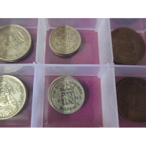 78B - BOX OF VARIOUS GEORGE VI COINS : 6 X HALF CROWNS, 9 X TWO SHILLINGS, 6 X SHILLINGS, 9 X SIXPENCE AND... 