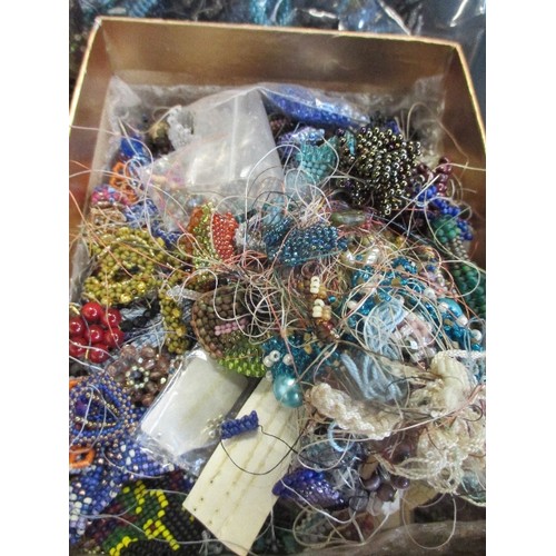 125 - A GOOD SELECTION FOR  CRAFT, SEWING & JEWELLERY MAKING - THOUSANDS OF BEADS, SOME MADE UP INTO NECKL... 