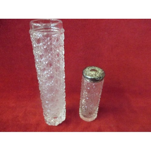 37 - EDWARDIAN HOBNAIL CUT GLASS DRESSING TABLE JAR WITH SILVER TOP - BIRMINGHAM 1902 - SANDERS & AQUILAR... 