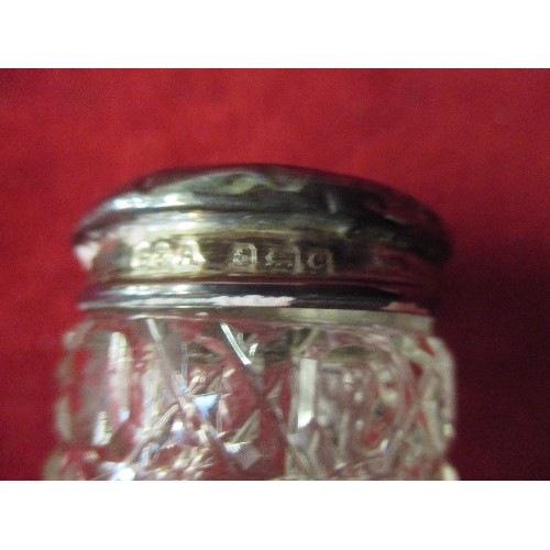 37 - EDWARDIAN HOBNAIL CUT GLASS DRESSING TABLE JAR WITH SILVER TOP - BIRMINGHAM 1902 - SANDERS & AQUILAR... 