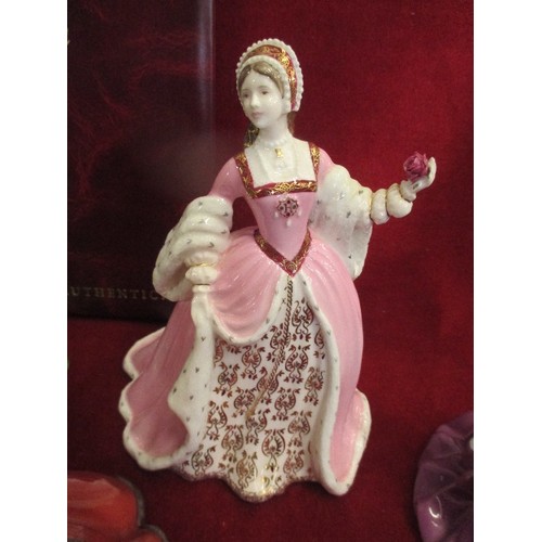 82 - A BEAUTIFUL COLLECTION OF WEDGWOOD BONE CHINA FIGURINES, THE SIX WIVES OF HENRY VIII. LIMITED EDITIO... 