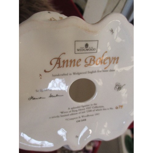 82 - A BEAUTIFUL COLLECTION OF WEDGWOOD BONE CHINA FIGURINES, THE SIX WIVES OF HENRY VIII. LIMITED EDITIO... 