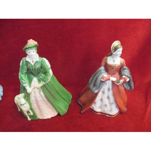 82 - A BEAUTIFUL COLLECTION OF WEDGWOOD BONE CHINA FIGURINES, THE SIX WIVES OF HENRY VIII. LIMITED EDITIO... 