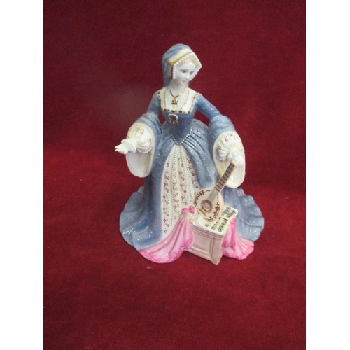 82 - A BEAUTIFUL COLLECTION OF WEDGWOOD BONE CHINA FIGURINES, THE SIX WIVES OF HENRY VIII. LIMITED EDITIO... 