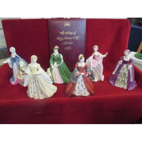 82 - A BEAUTIFUL COLLECTION OF WEDGWOOD BONE CHINA FIGURINES, THE SIX WIVES OF HENRY VIII. LIMITED EDITIO... 