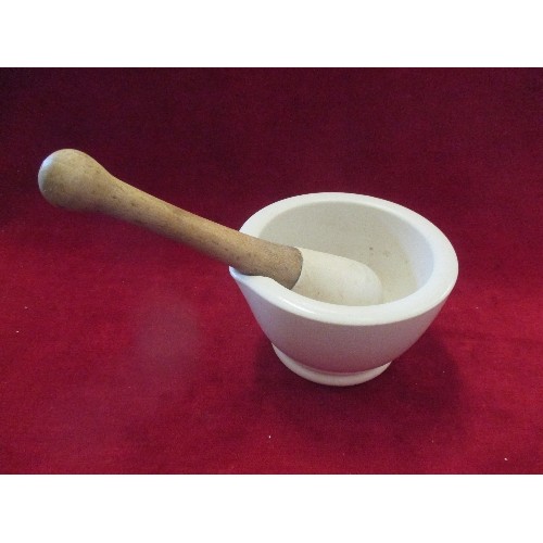 93 - VINTAGE MORTAR AND PESTLE WITH INCISED MARK FOR 