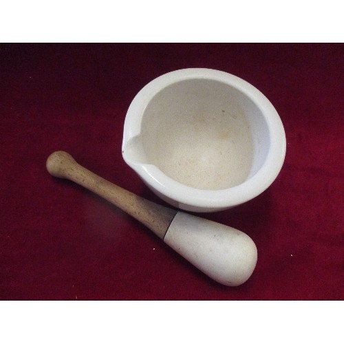 93 - VINTAGE MORTAR AND PESTLE WITH INCISED MARK FOR 