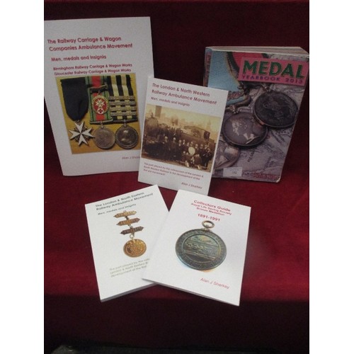 102 - MEDAL YEAR BOOK 2013 AND FOUR MEDAL GUIDES BY ALAN J SHARKEY